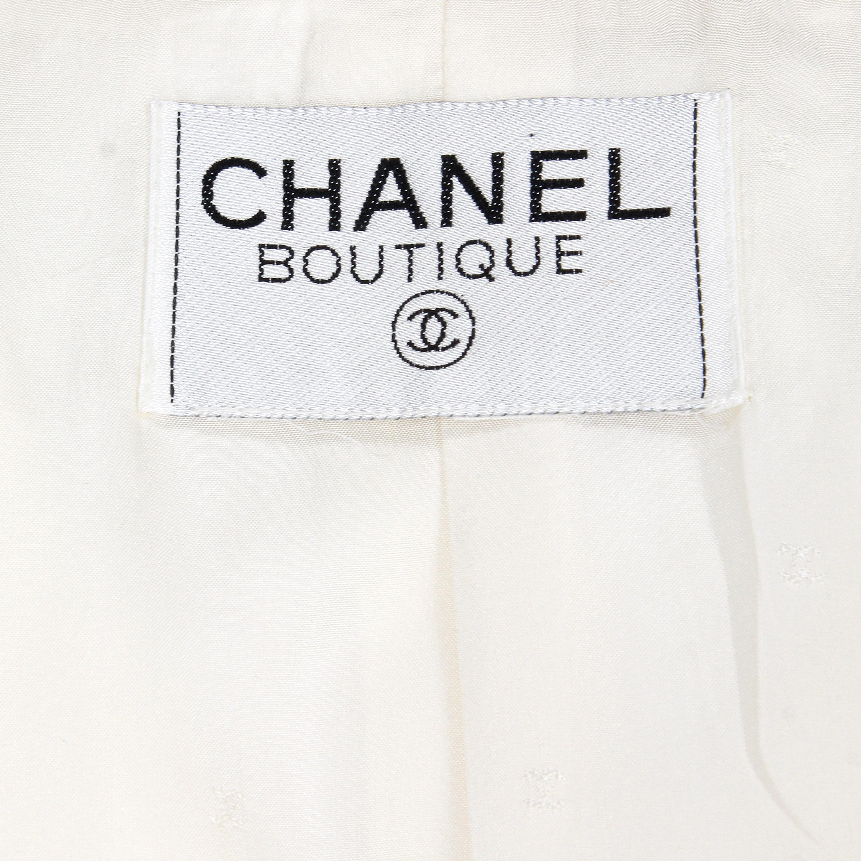 1980s Chanel Ivory Cotton Double Breasted Jacket 1