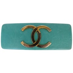 1980s Chanel Lambskin "CC" Hair Barrette
