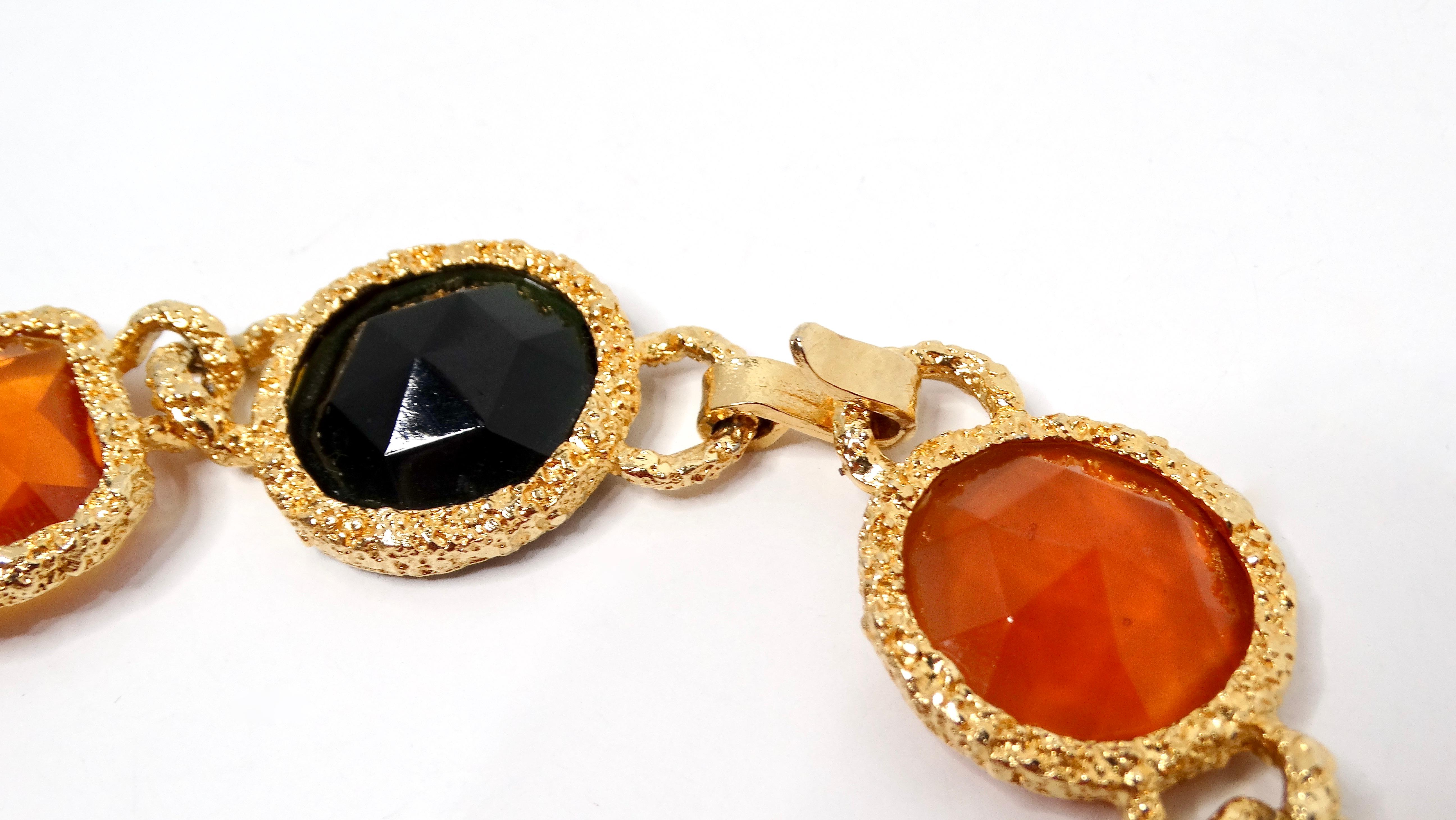 Women's 1980s Chanel-Like Colorful Jewel-Tone Costume Statement Necklace For Sale