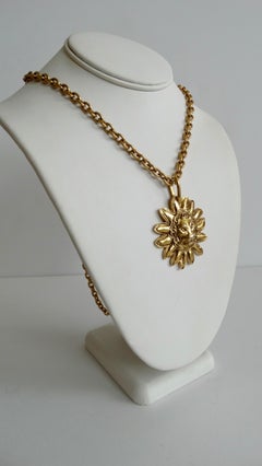 1980s Chanel Lion Sunburst Pendant Necklace