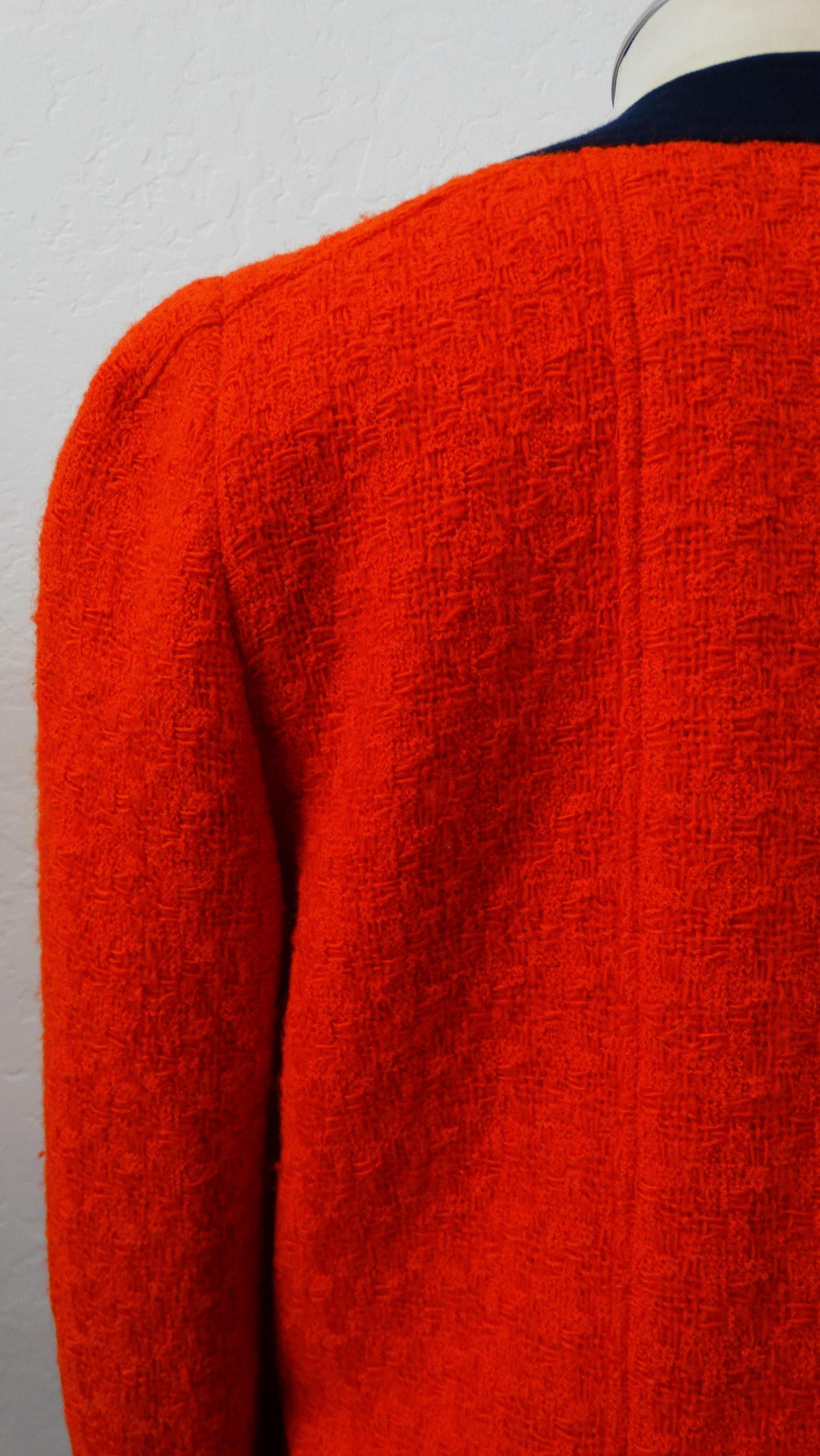1980s Chanel Lipstick Red Tweed Jacket  7