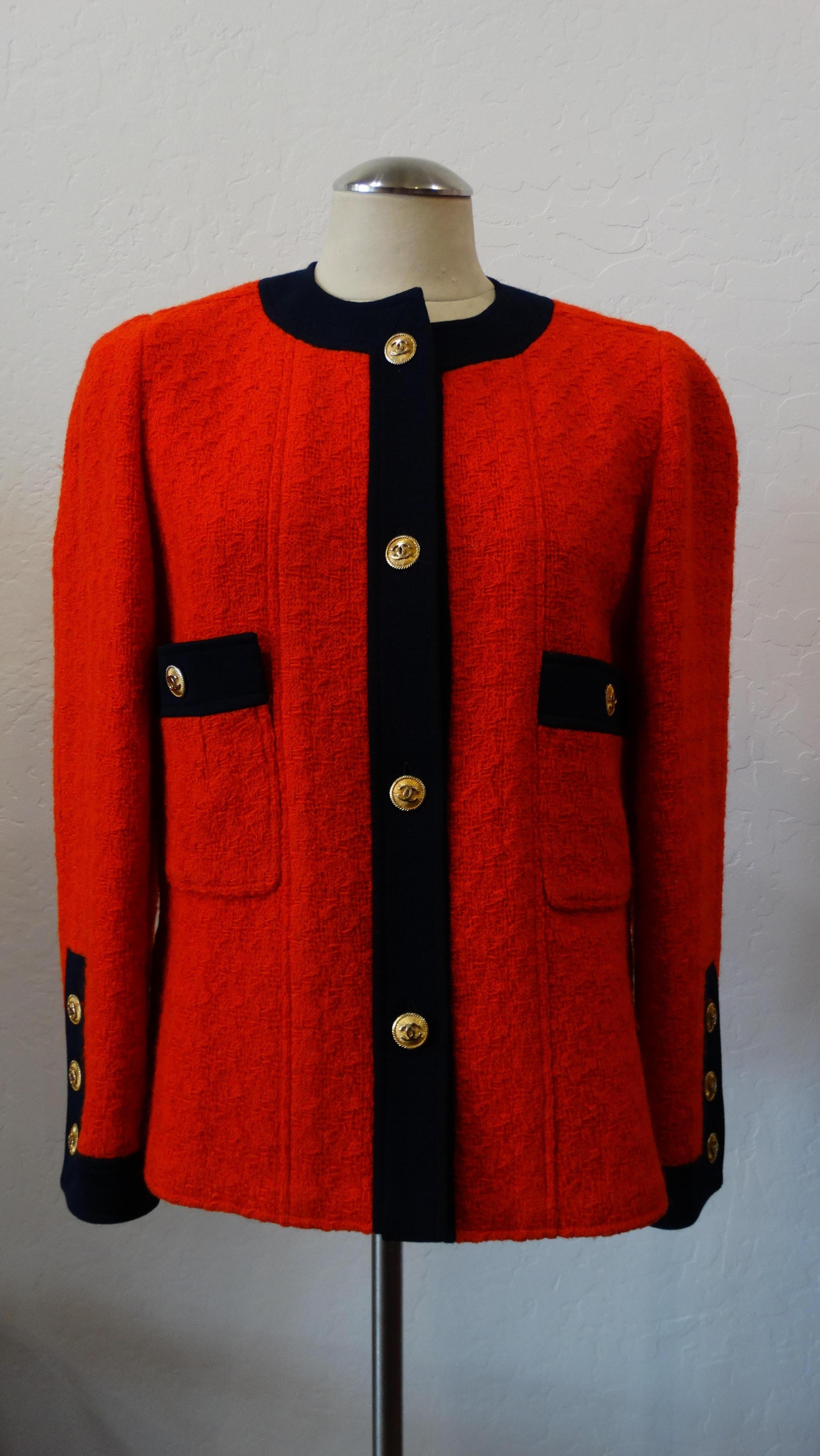 1980s Chanel Lipstick Red Tweed Jacket  9