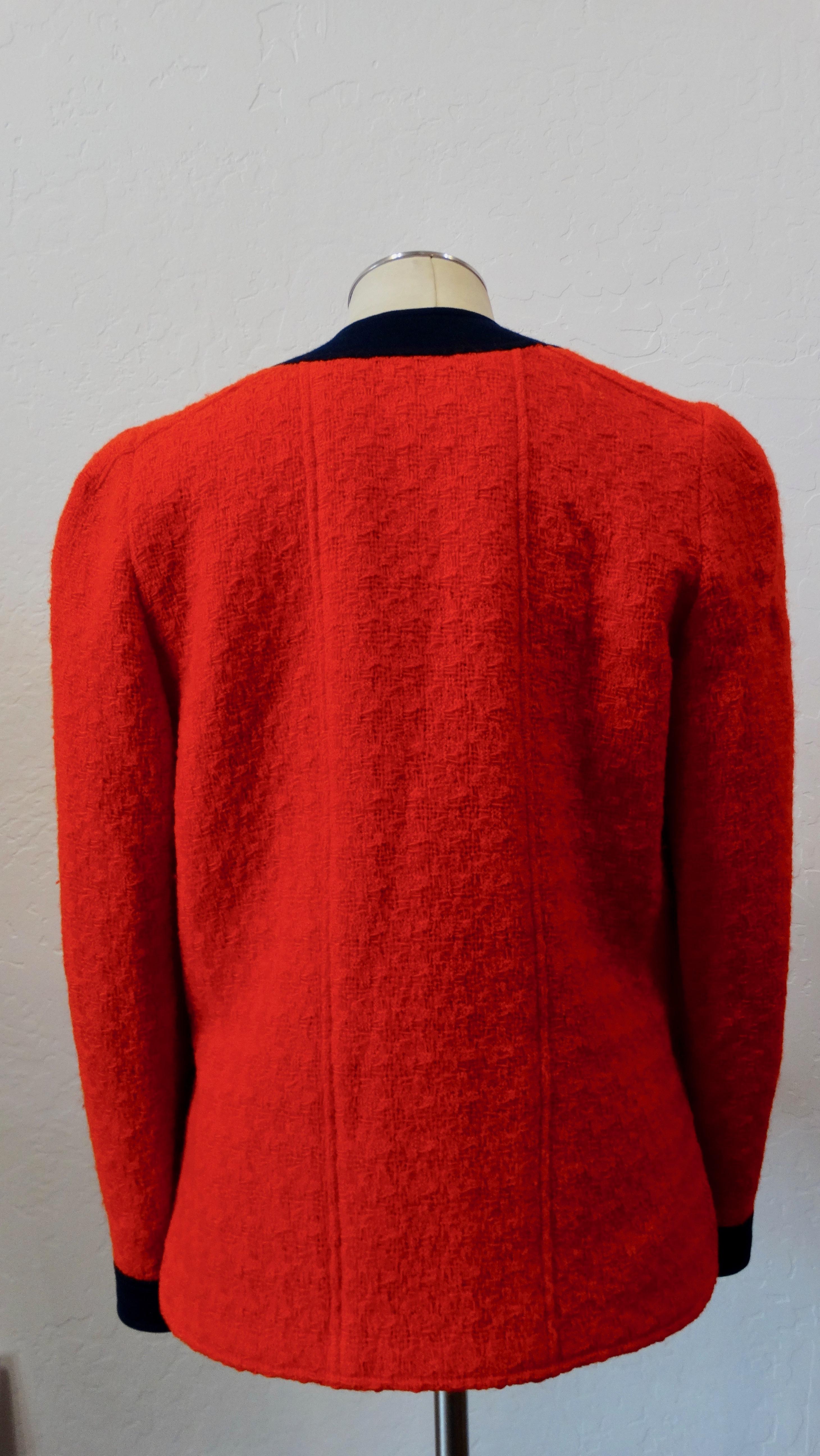 1980s Chanel Lipstick Red Tweed Jacket  1