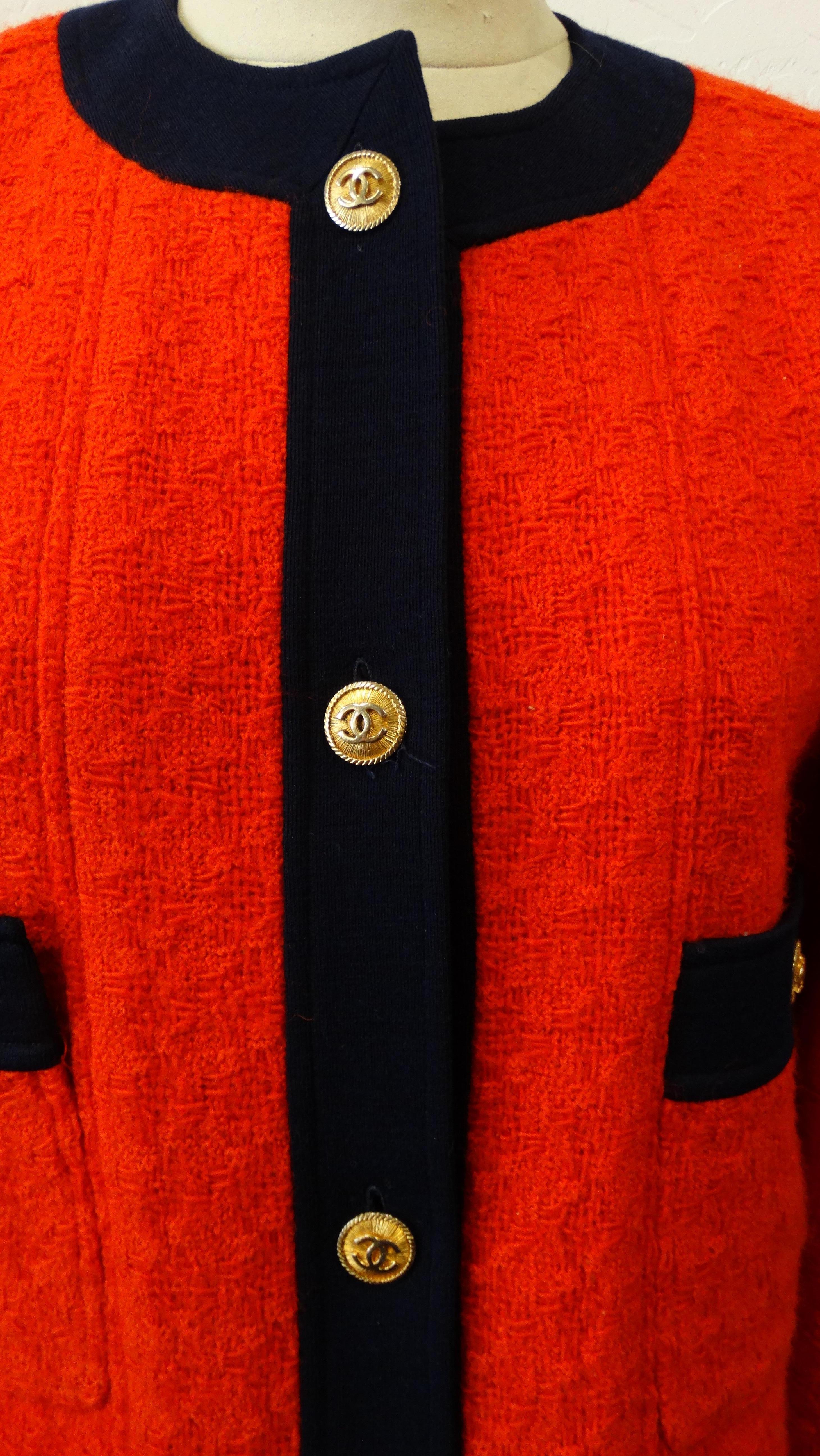 1980s Chanel Lipstick Red Tweed Jacket  5