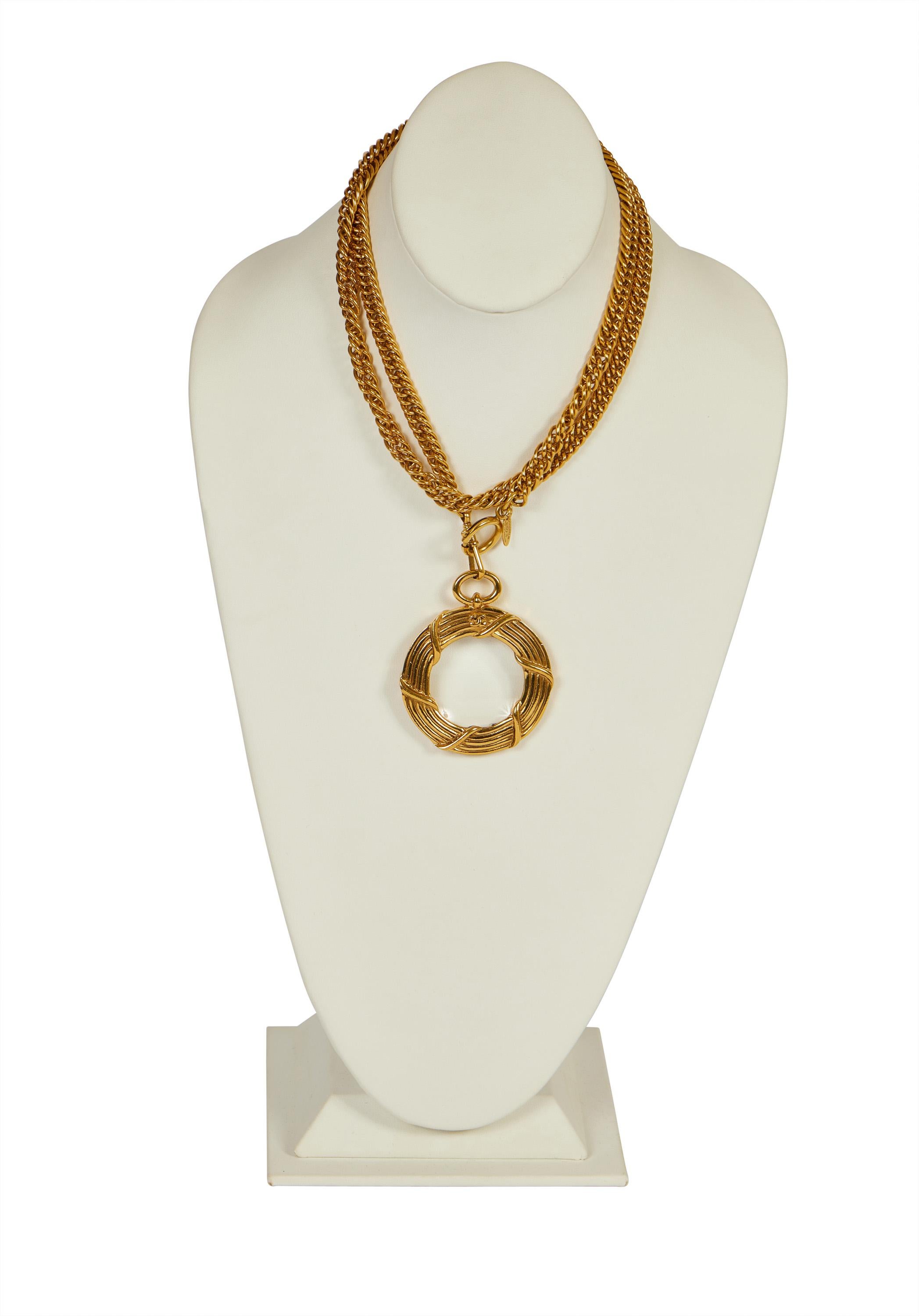 1980s Chanel Magnifier Gold Chain Necklace In Excellent Condition In West Hollywood, CA