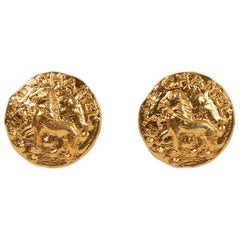 1980
s Chanel Mini Lion Earrings 1980
s Chanel Mini Lion Earrings