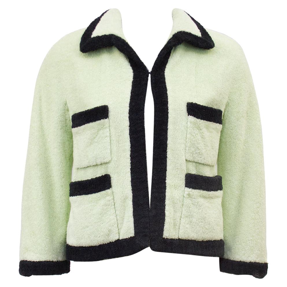 1980s Chanel Mint Terry Cloth Cropped Jacket