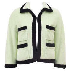 Vintage 1980s Chanel Mint Terry Cloth Cropped Jacket