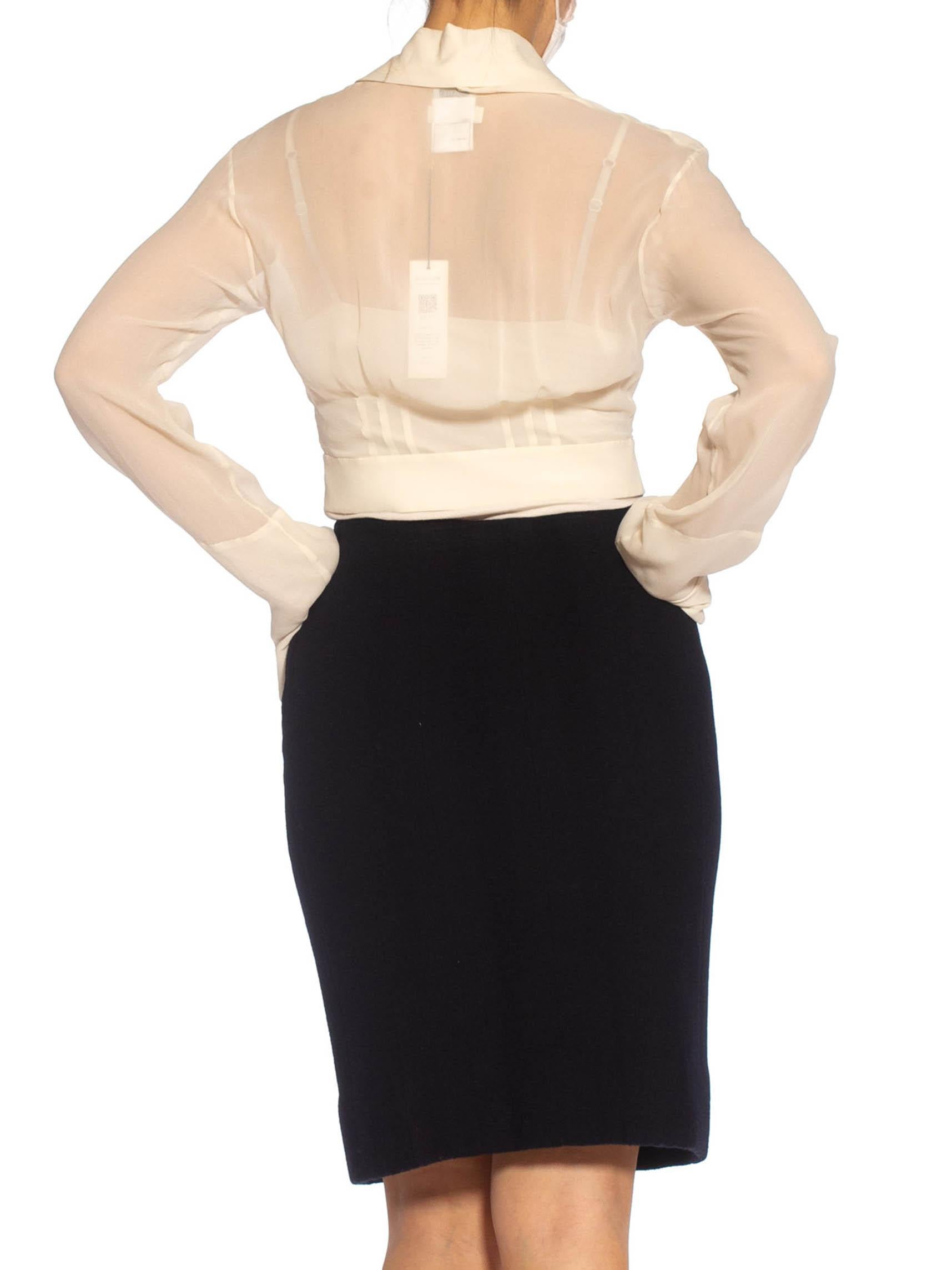 1980er CHANEL Marineblauer Mantel Haute Couture aus Kaschmirmischung und Wolle 3/4 Länge Damen im Angebot
