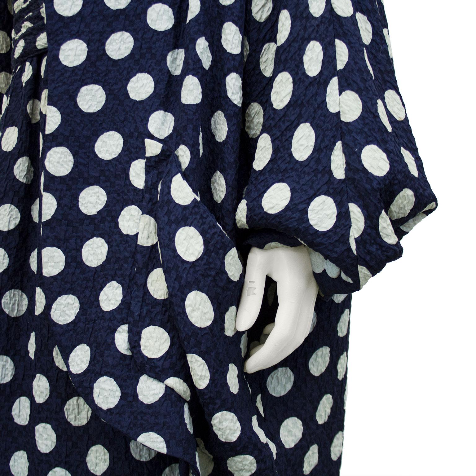 1980s Chanel Navy Polka Dot Silk Ensemble 1