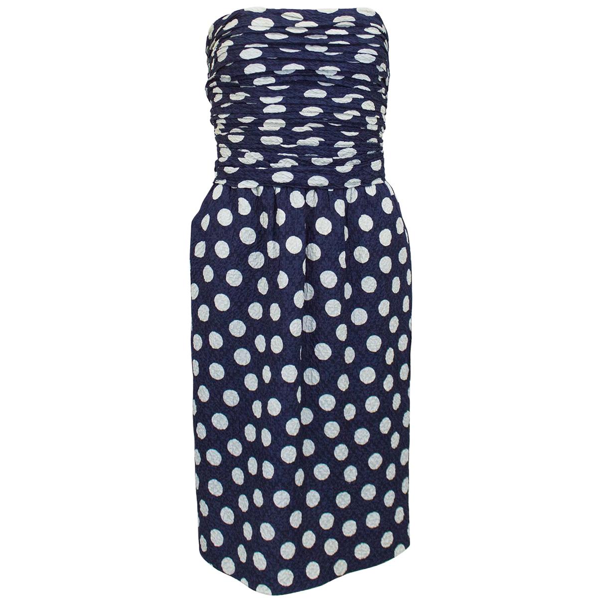 1980s Chanel Navy Polka Dot Silk Ensemble
