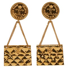 1980's Chanel Original Dangle Flap Earrings with Box