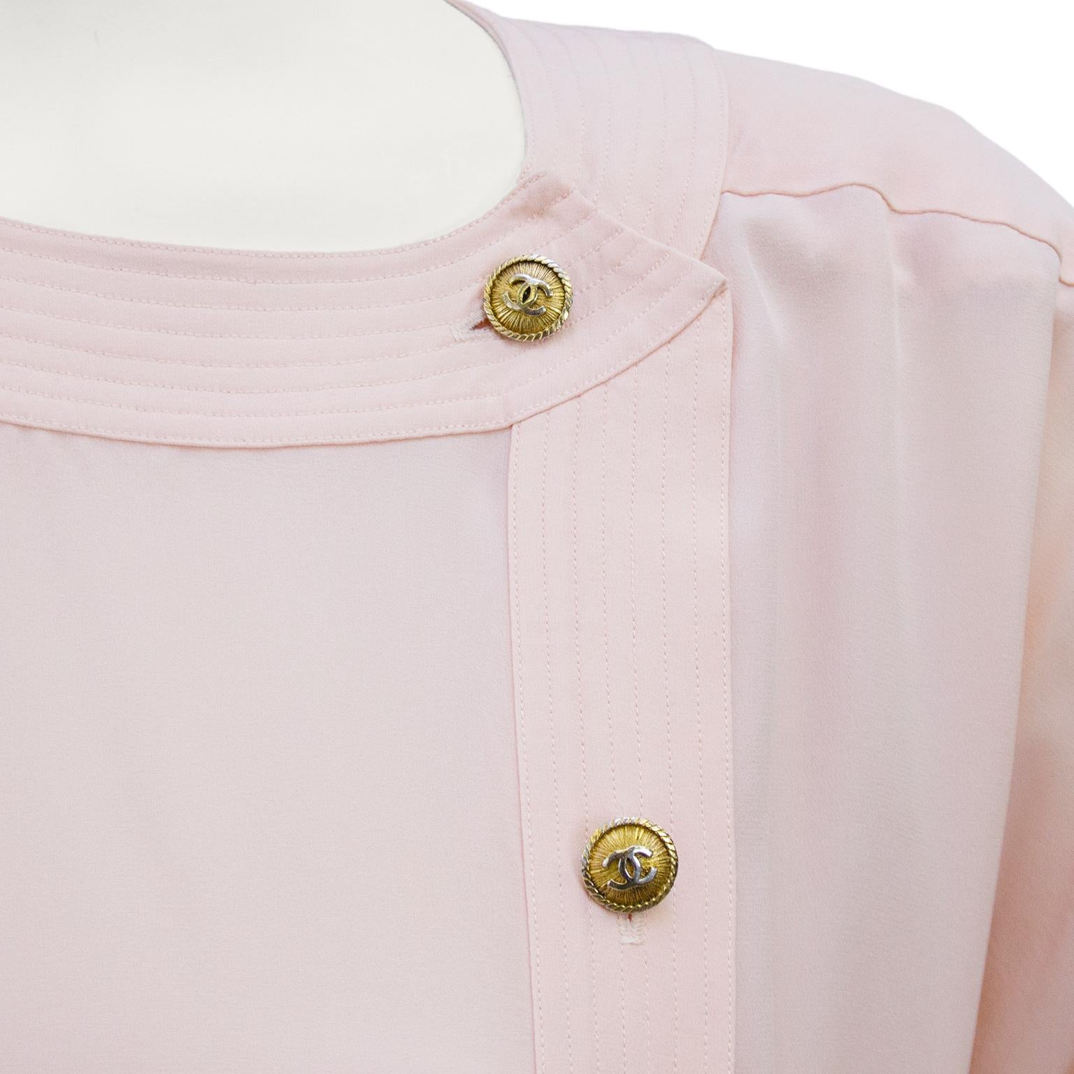 Women's 1980s Chanel Pale Pink Silk/Satin Day Dress 
