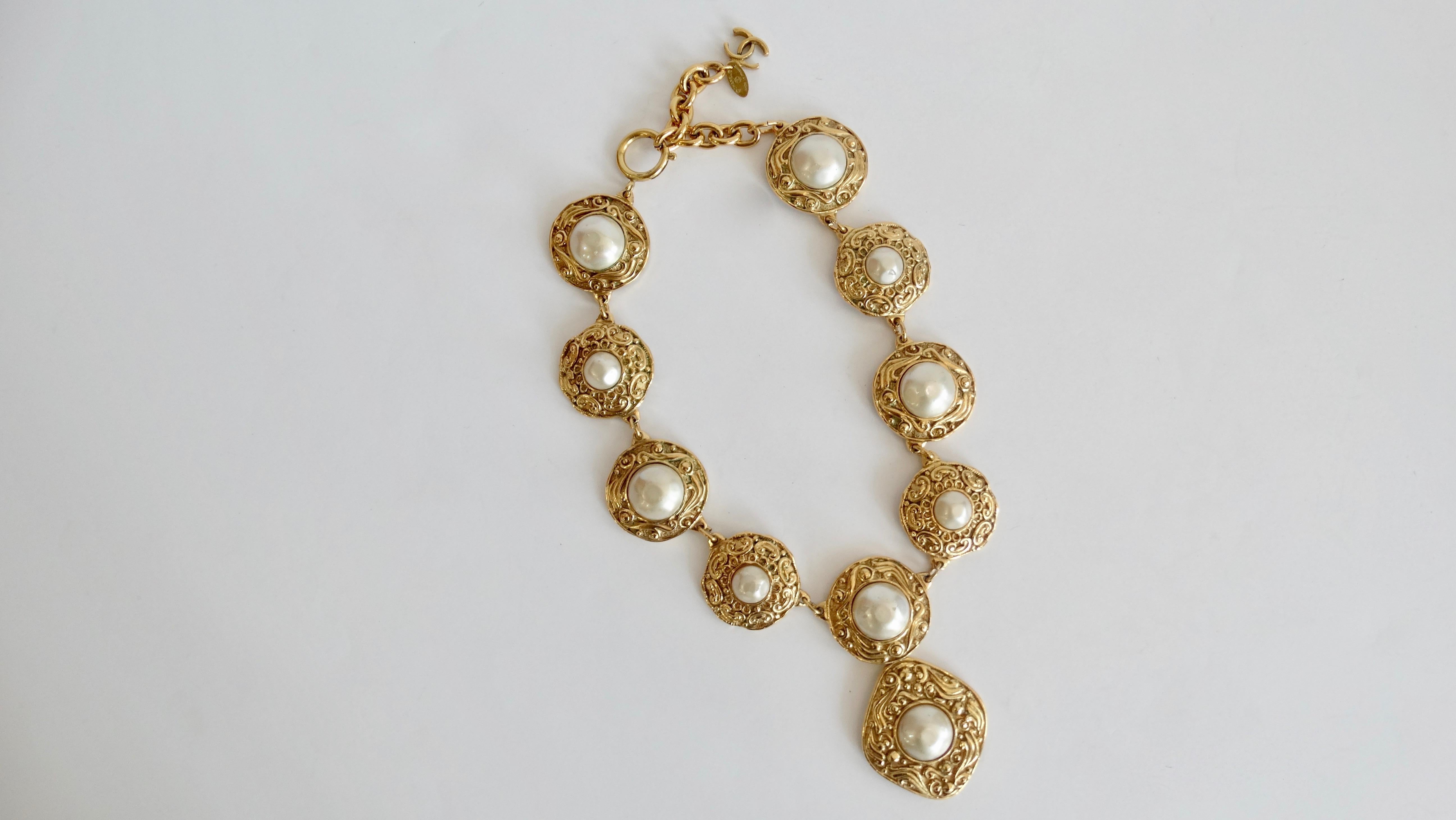 Chanel 1980s Pearl Statement Pendant Necklace  5
