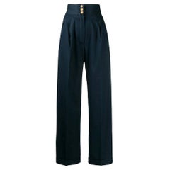 1980s Chanel Petrol Blue Trousers