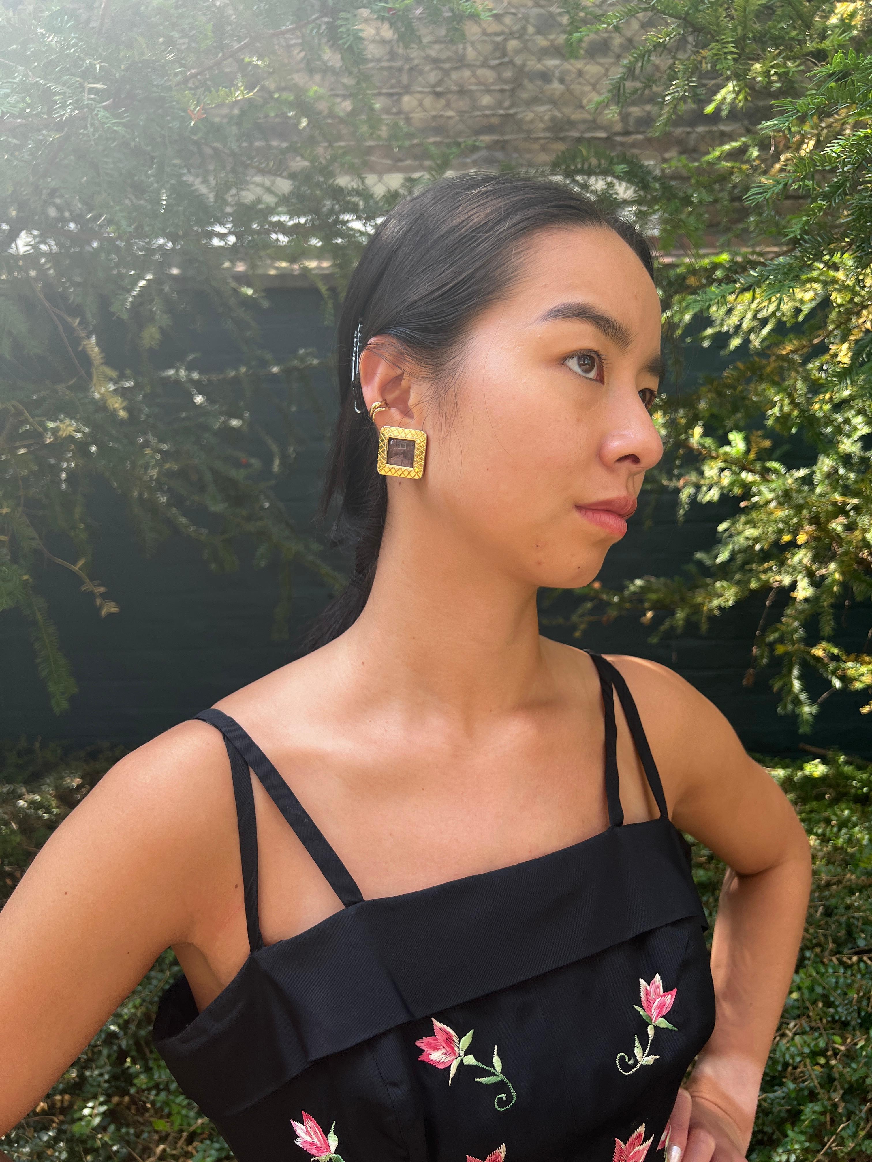 1991 Chanel Documented Purple Gripoix Earrings For Sale 4