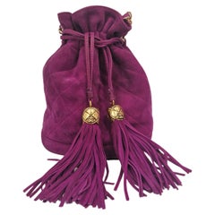 1980s Chanel purple suede gold hardware Satchel bag