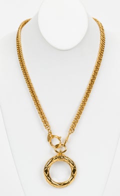 1980s Chanel Quilted Magnifier Necklace