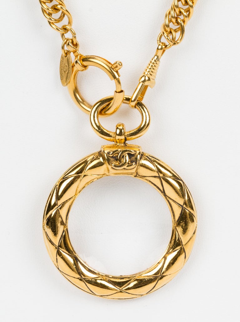 1980s Chanel Quilted Magnifier Necklace For Sale at 1stDibs