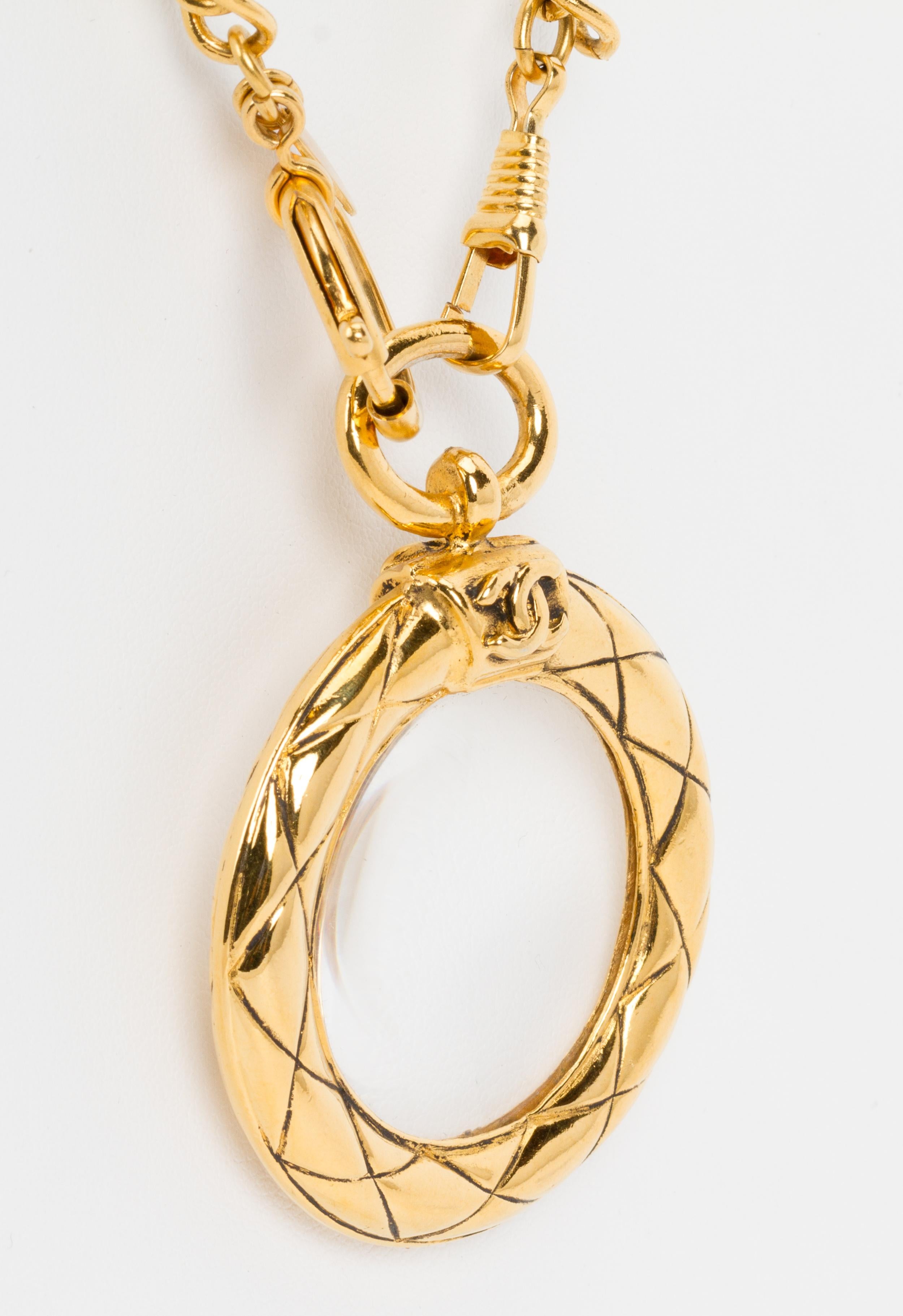 Women's 1980s Chanel Quilted Magnifier Necklace For Sale