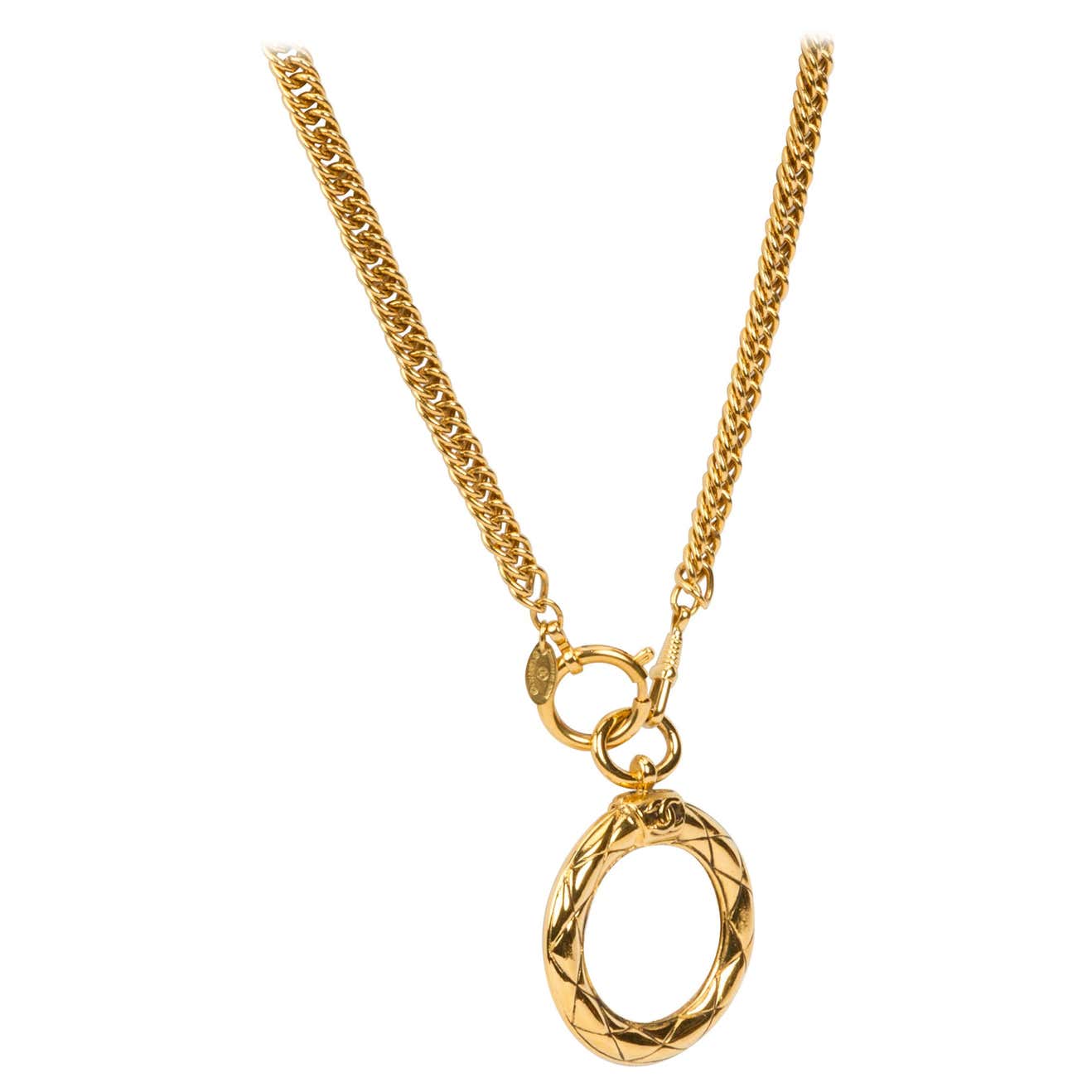 1980s Chanel Quilted Magnifier Necklace For Sale at 1stDibs