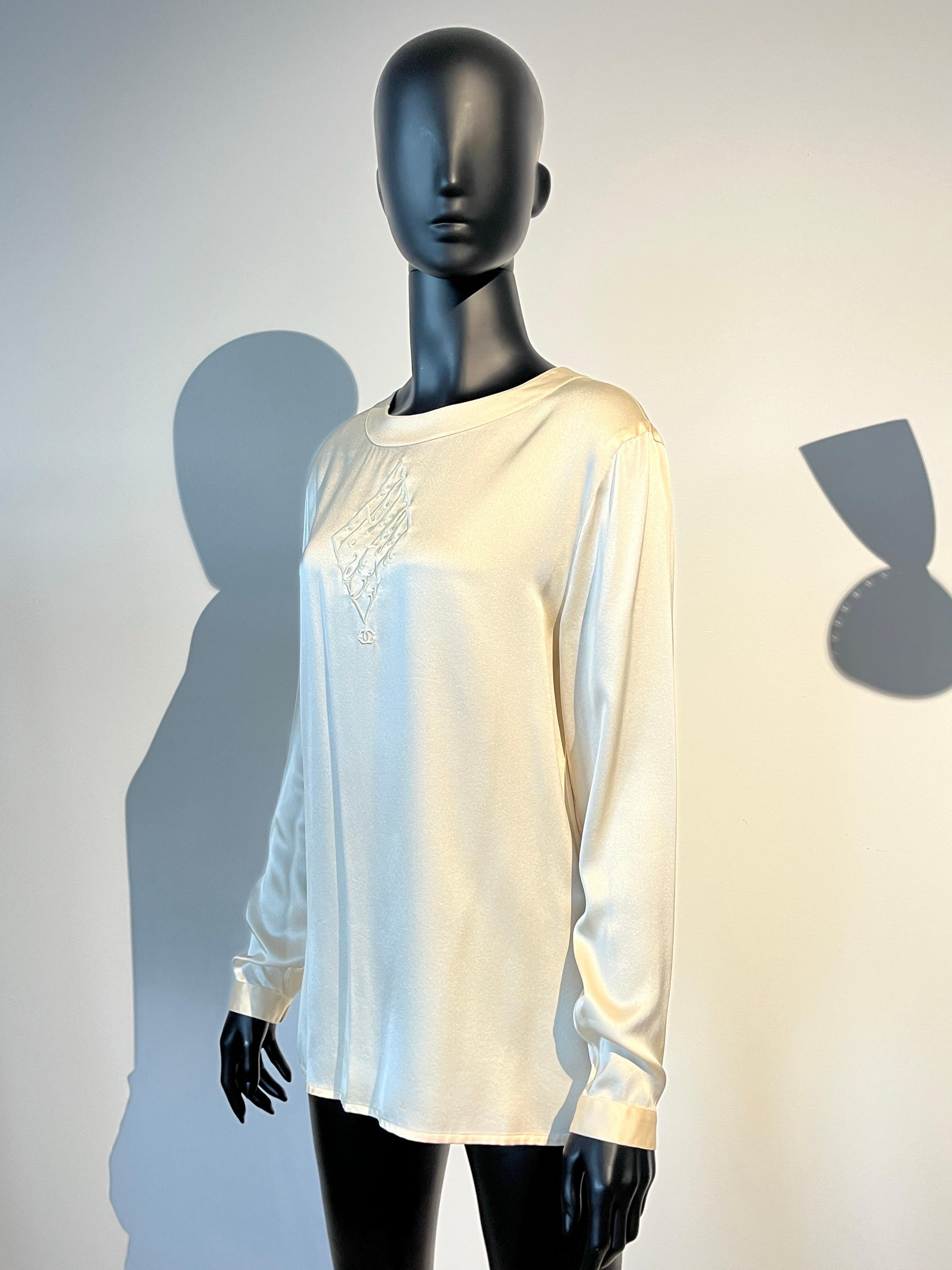Camicetta in seta Chanel anni '80 in vendita 4