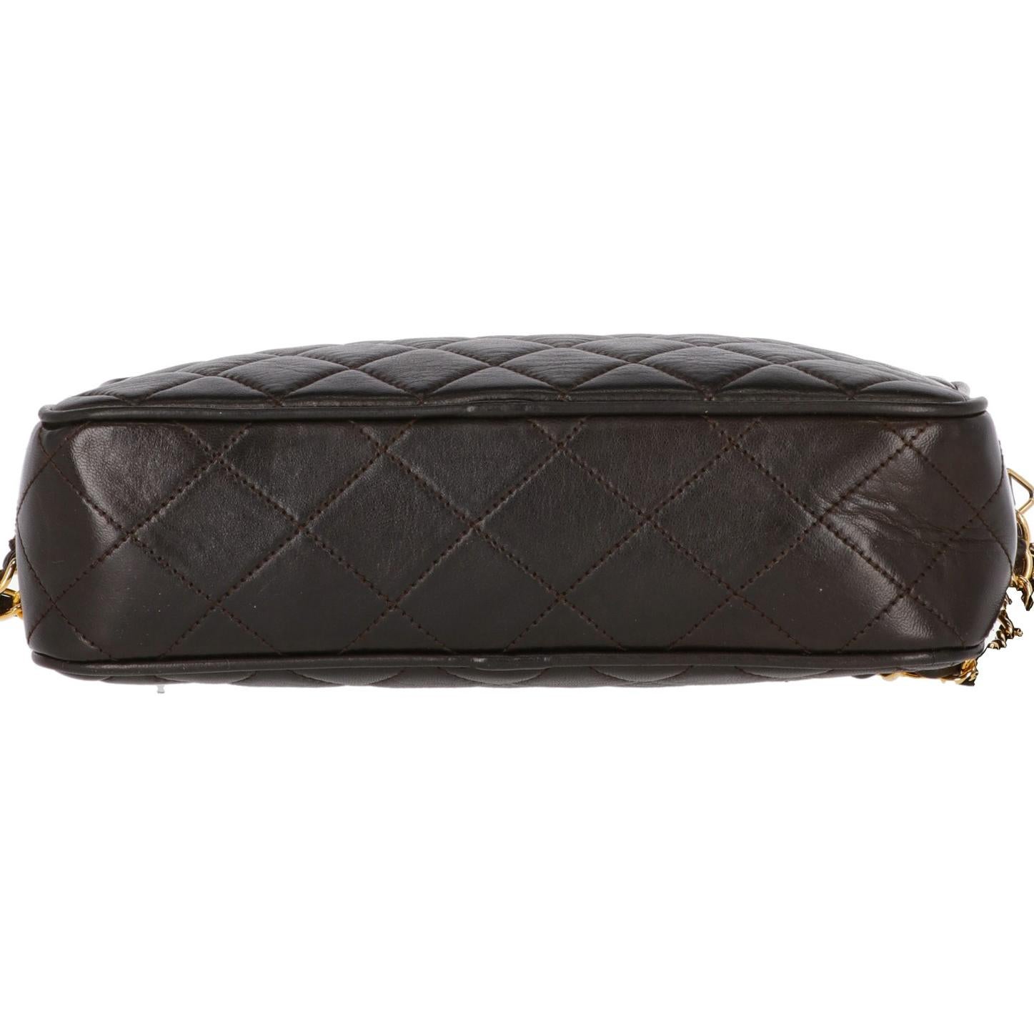 Women's 1980s Chanel Vintage Brown Lambskin Shoulder Bag