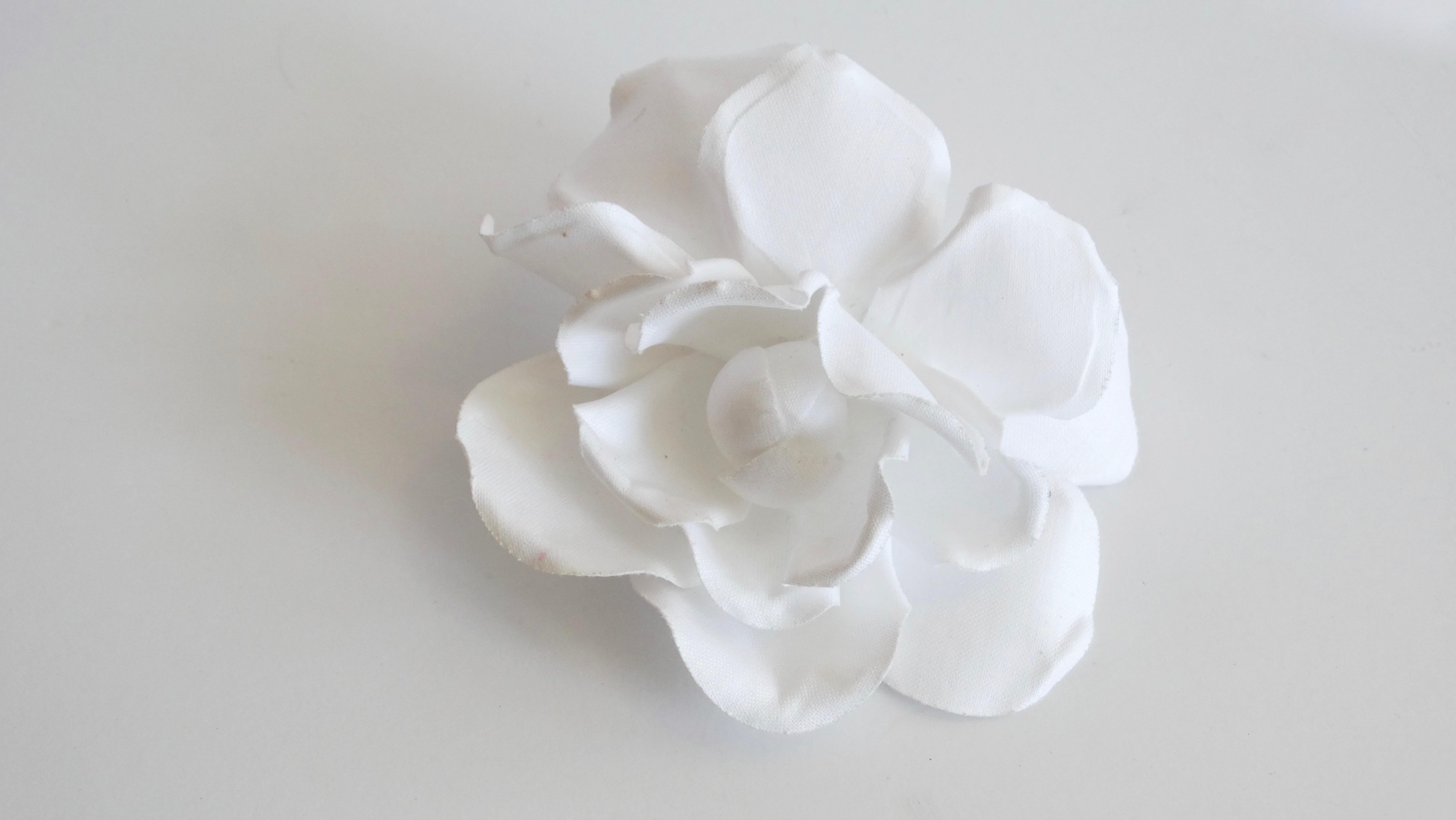 Chanel 1980s White Camellia Flower Brooch 1