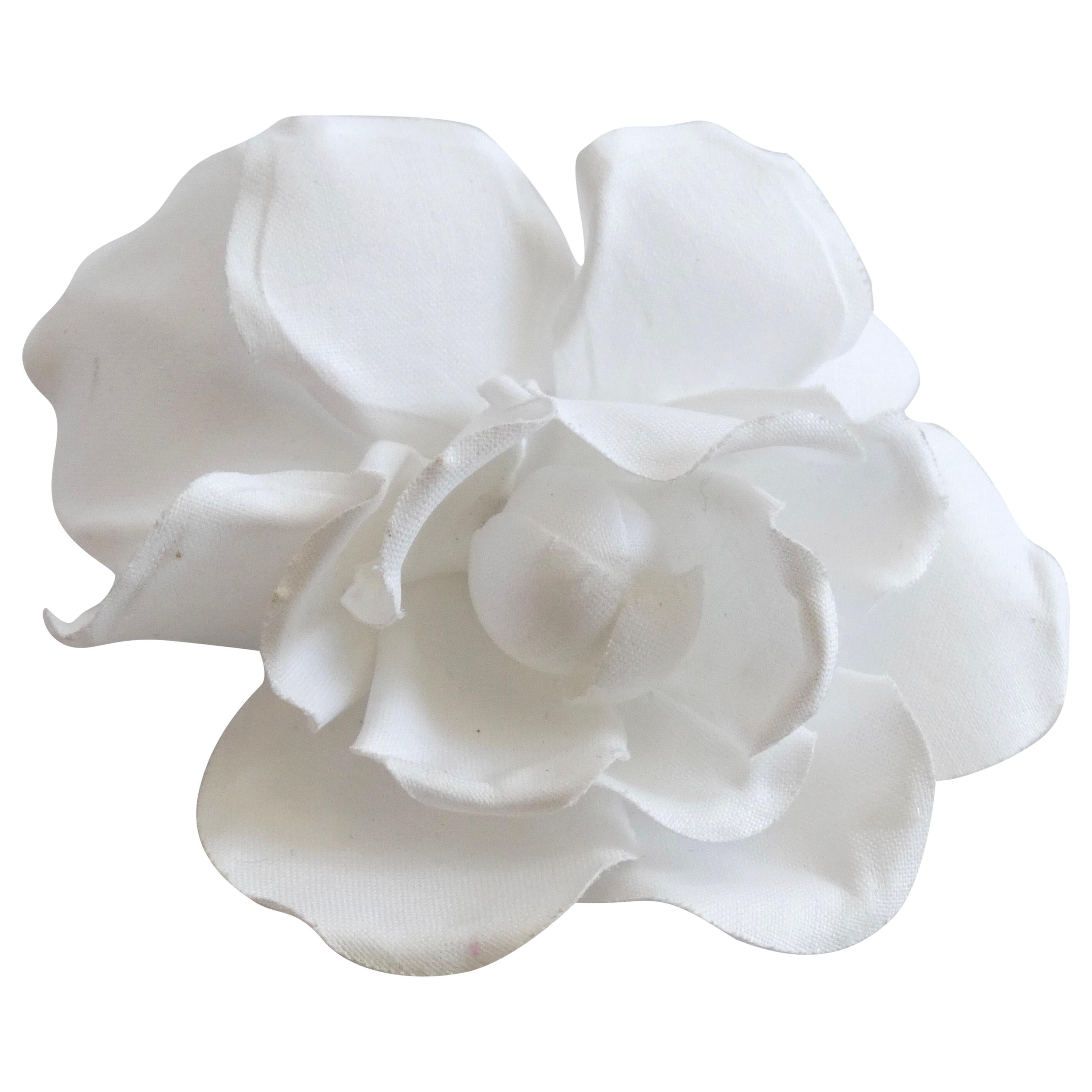 Chanel 1980s White Camellia Flower Brooch