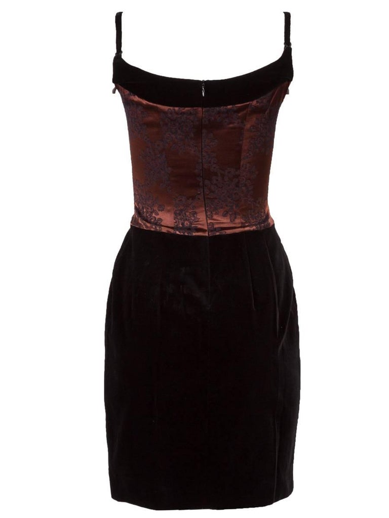 1980's Chantal Thomass Satin and Velvet Fitted Mini Dress at 1stDibs