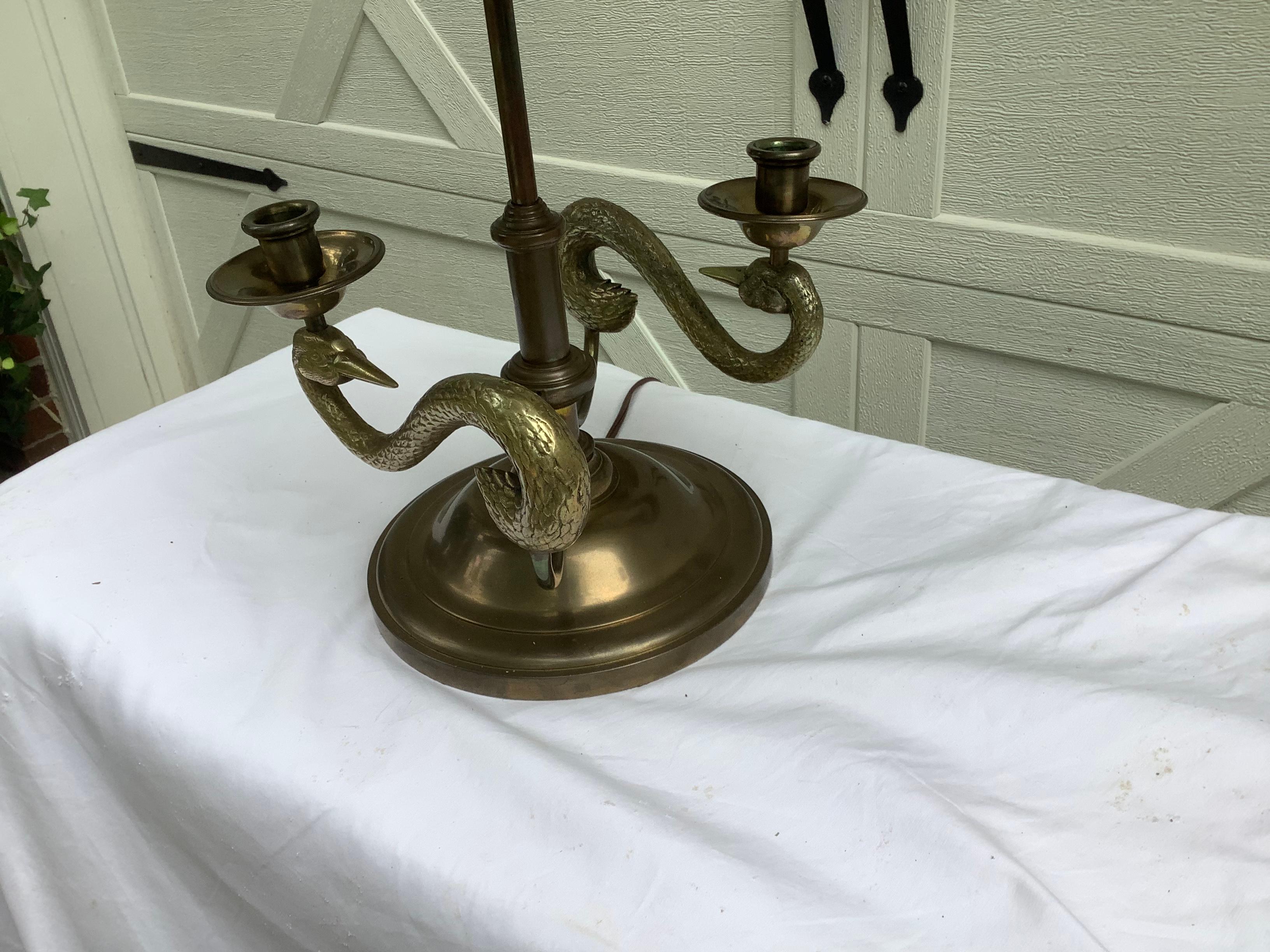 Other 1980s Chapman Bouillotte Style Lamp w/ Swans For Sale