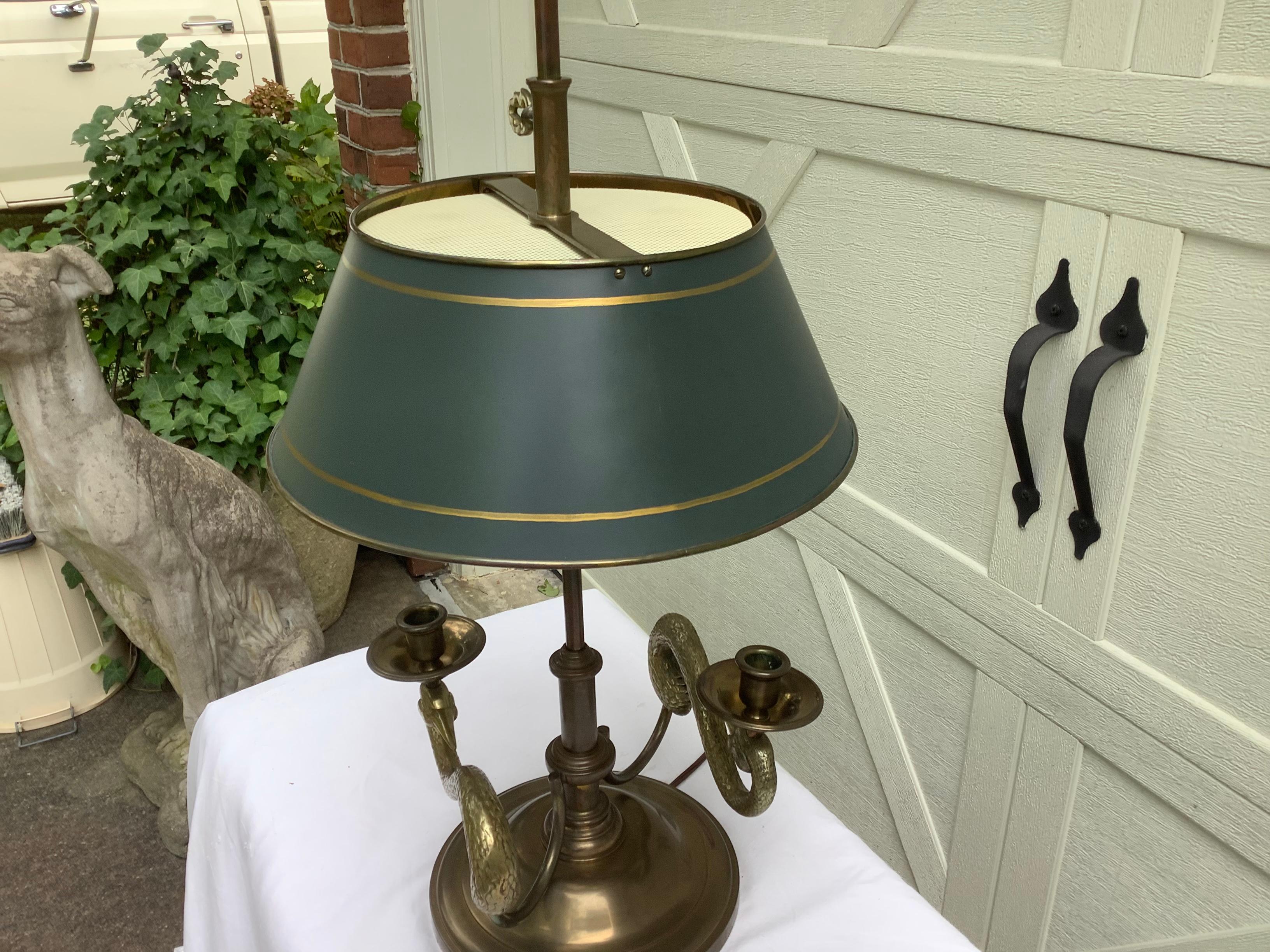 Late 20th Century 1980s Chapman Bouillotte Style Lamp w/ Swans For Sale