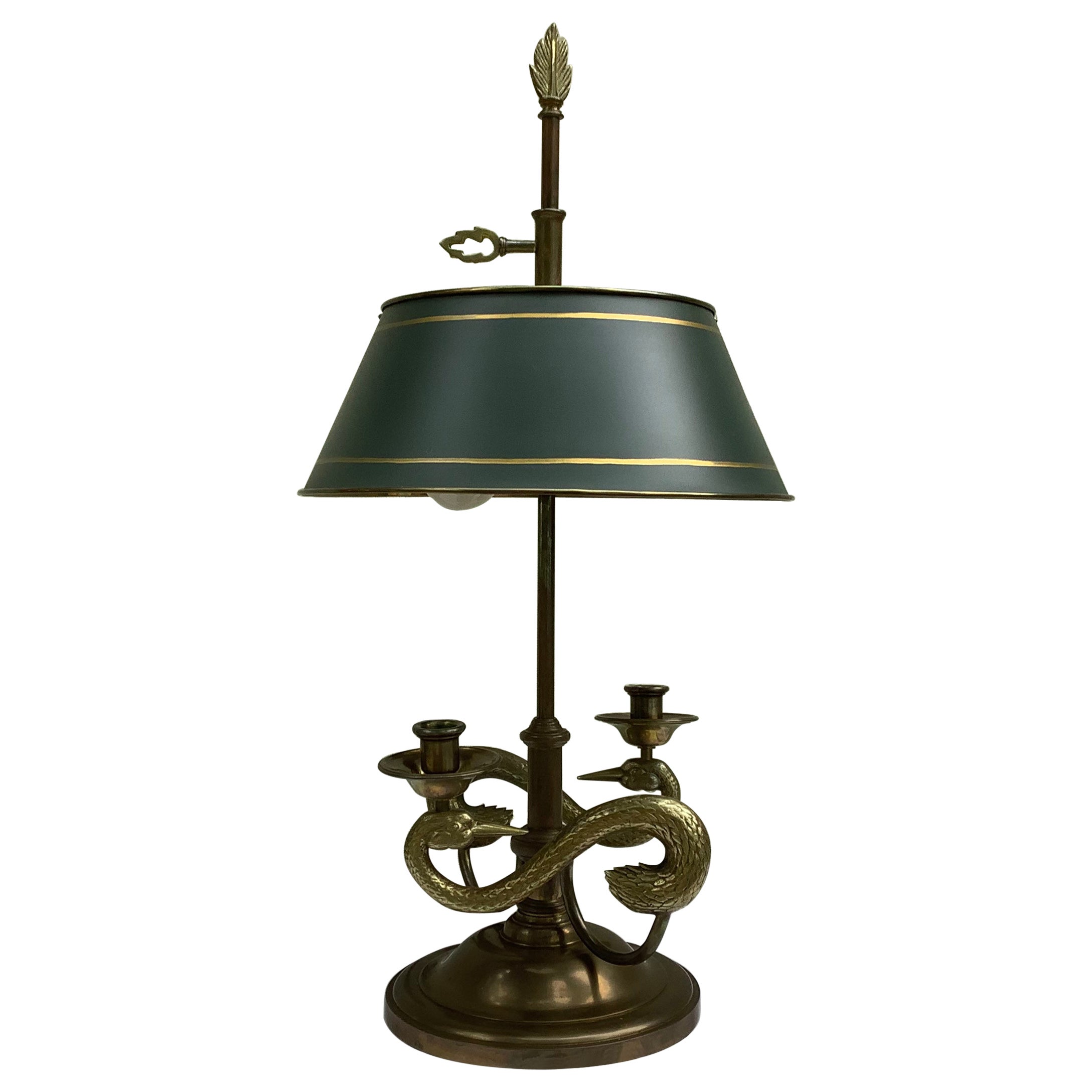 1980s Chapman Bouillotte Style Lamp w/ Swans