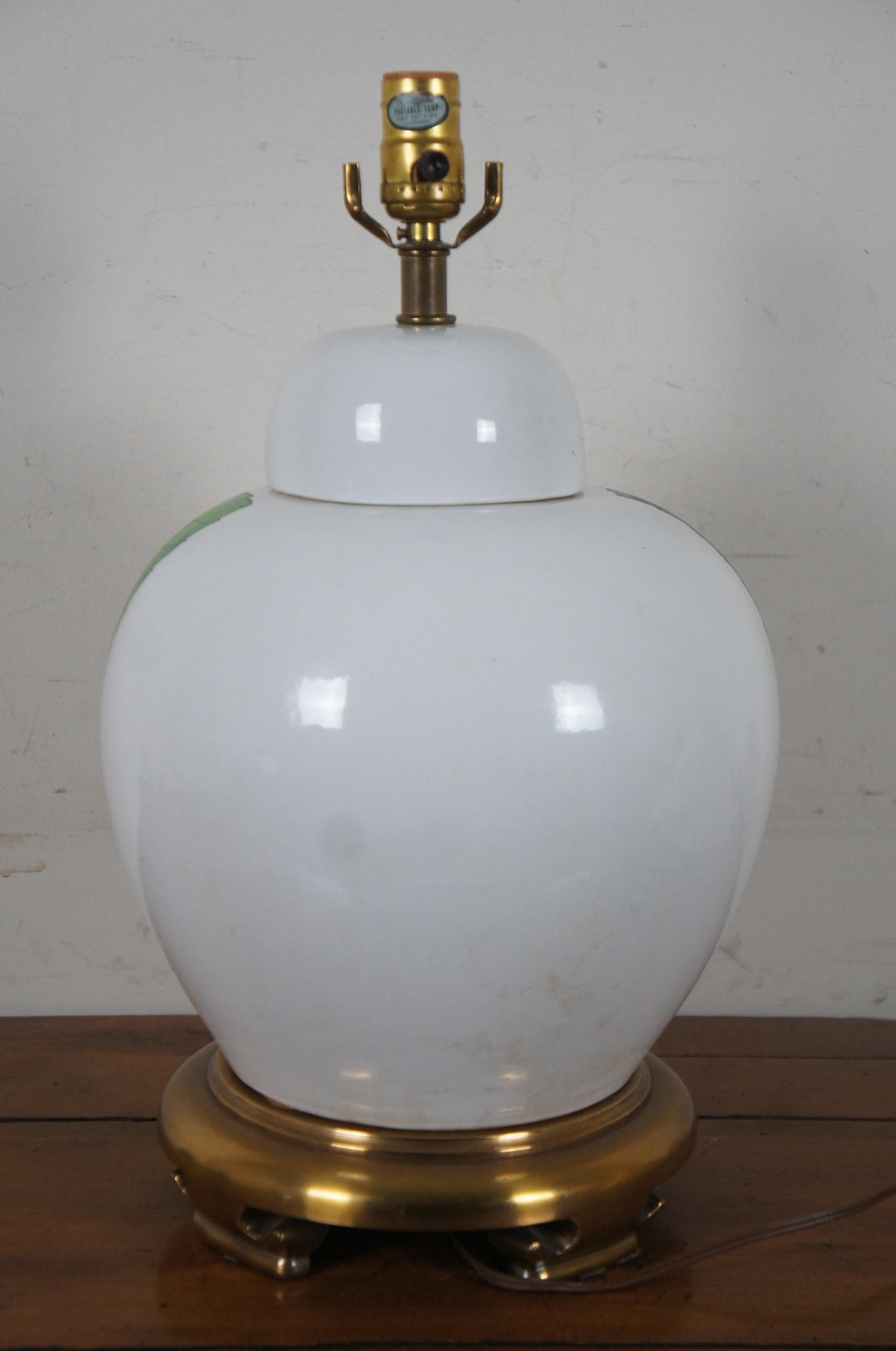 1980s Chapman Chinoiserie Brass Porcelain Ginger Jar Urn Table Lamp 7