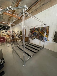 1980's Charles Hollis Jones "Stallone" Lucite & Chrome 4 Poster Bed