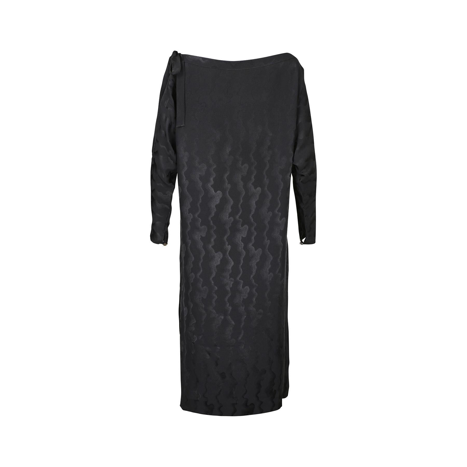 1980s Charles Jourdan Black Cold Shoulder Dress In Excellent Condition For Sale In London, GB
