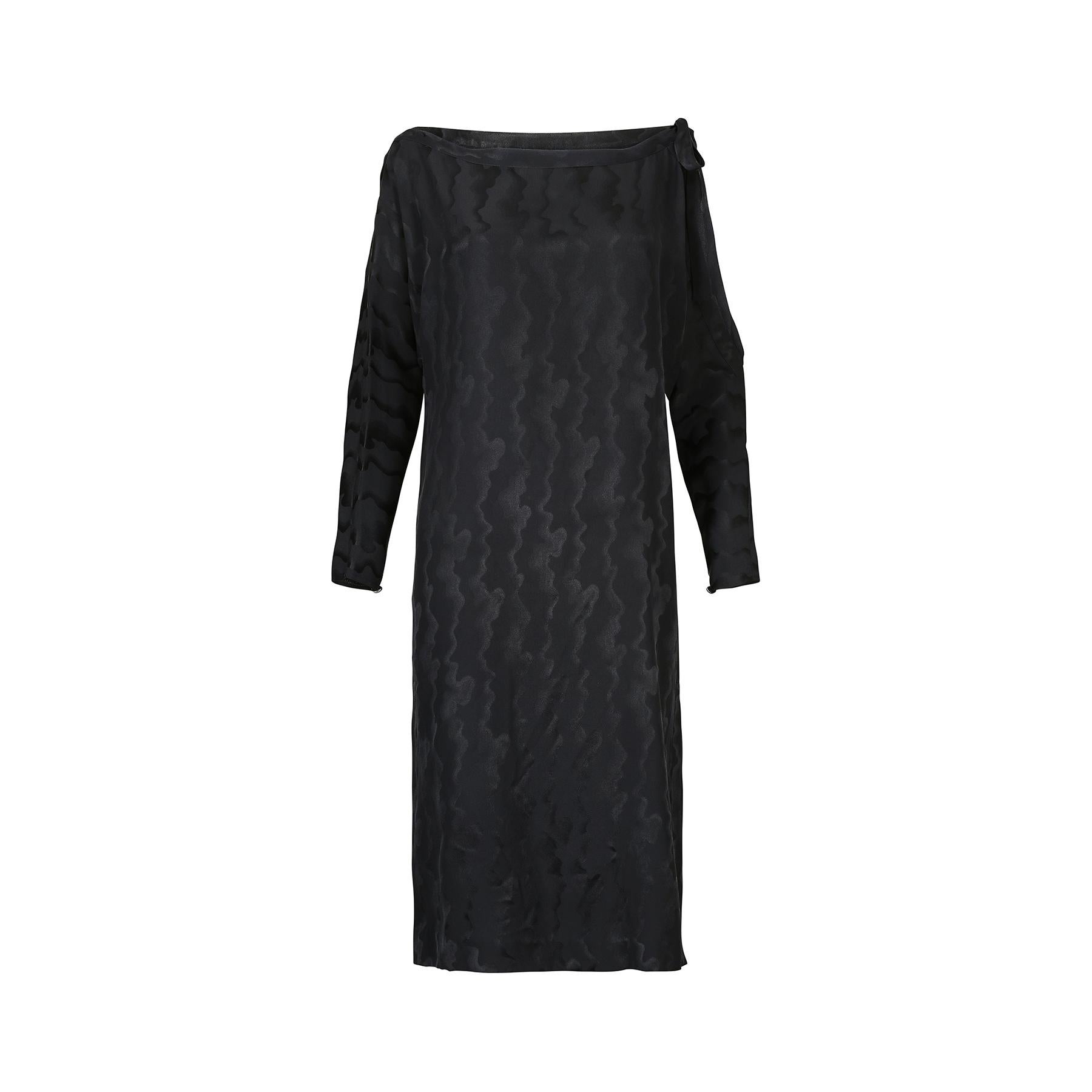 1980s Charles Jourdan Black Cold Shoulder Dress For Sale 1