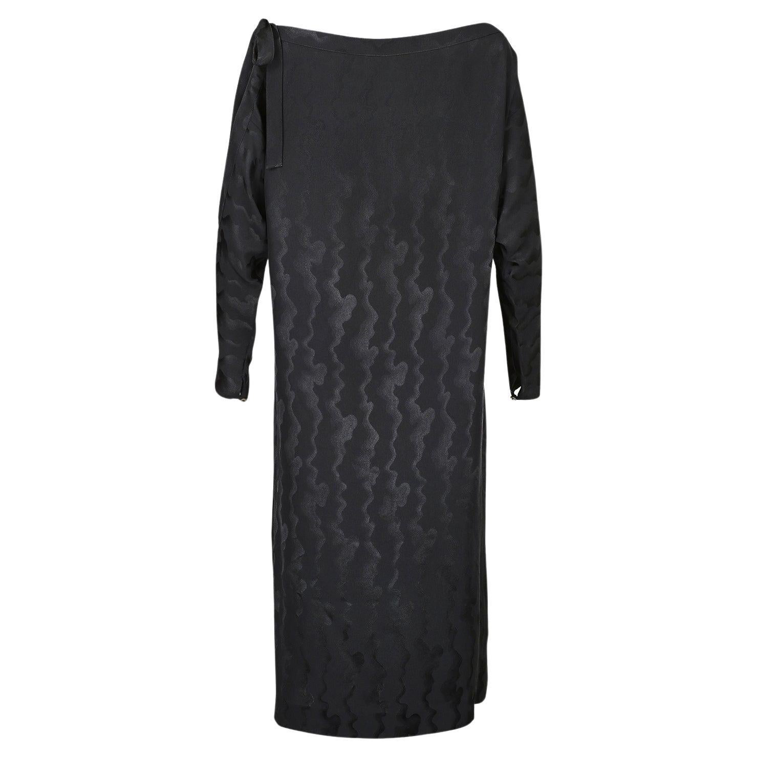 1980s Charles Jourdan Black Cold Shoulder Dress