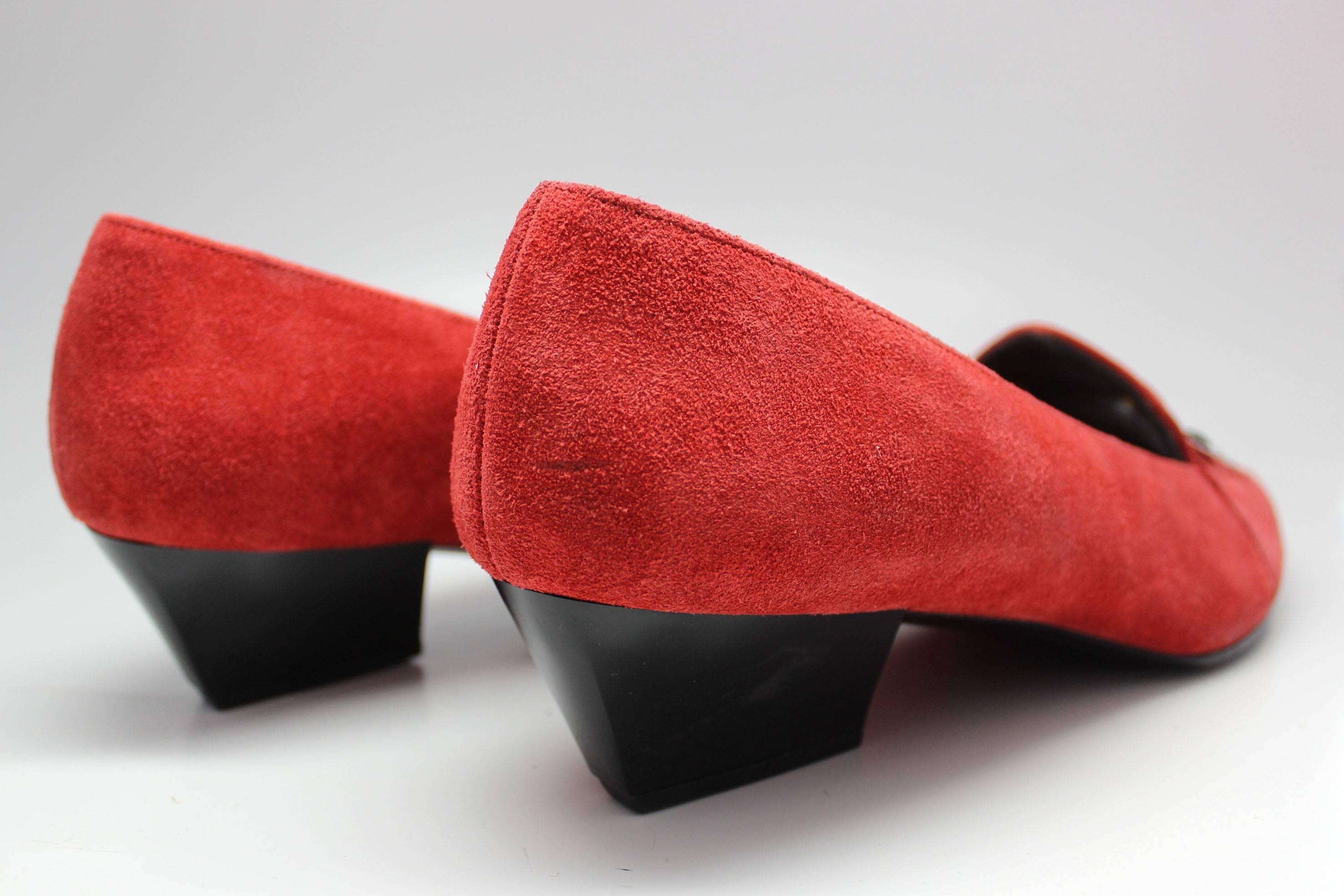 Charles Jourdan Red Suede Loafer, 1980s  For Sale 4