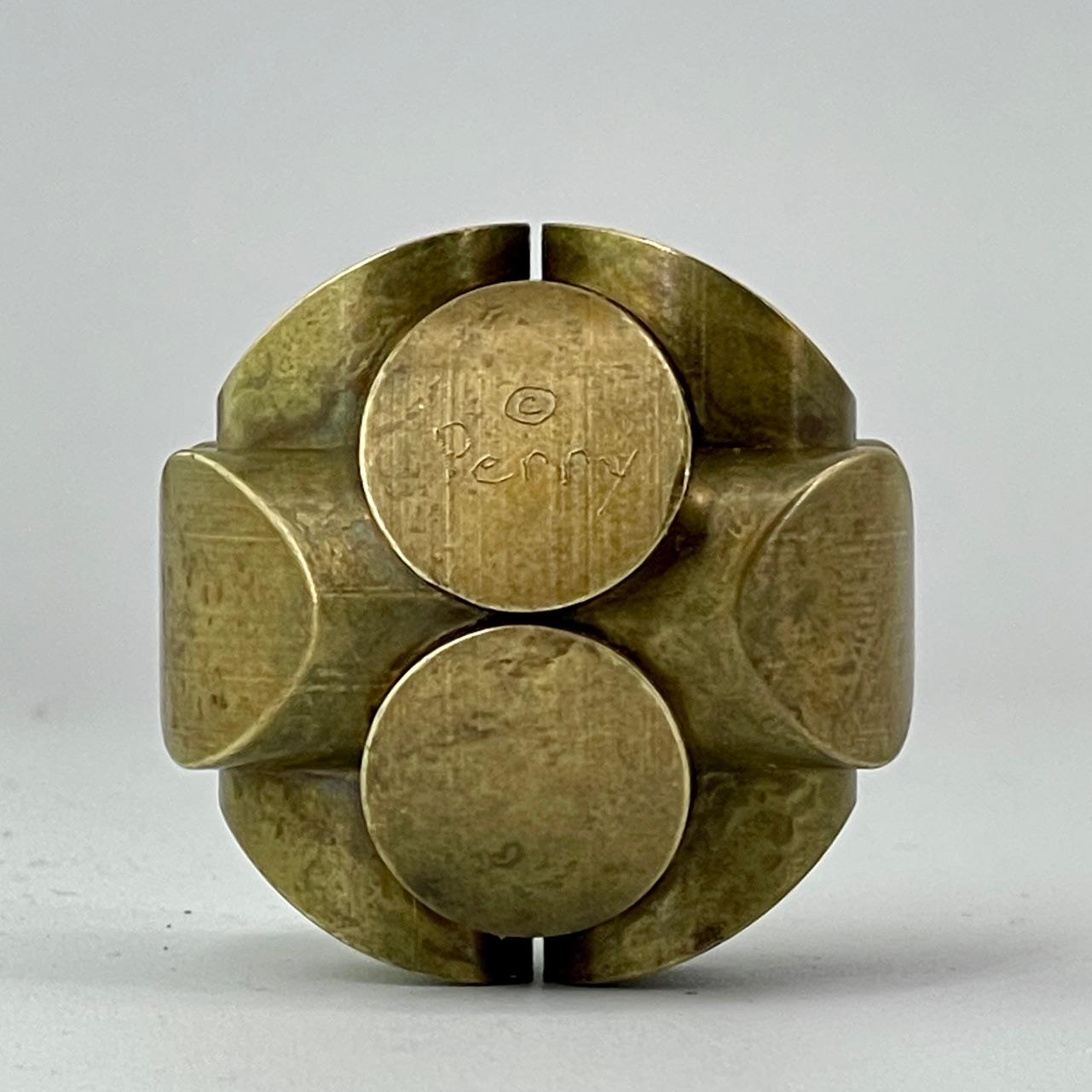 Laiton Charles O. Perry Brass, sculpture puzzle mathématique, souvenir de musée, années 1980 en vente