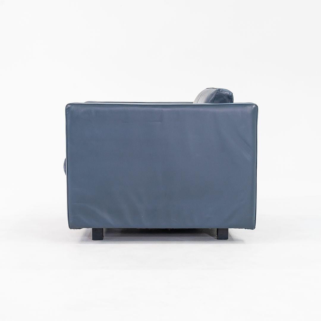 1980s Charles Pfister for Knoll Club Chair in Navy Blue Leather, Model 1051C For Sale 4