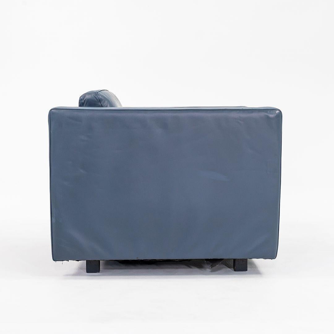 1980s Charles Pfister for Knoll Club Chair in Navy Blue Leather, Model 1051C For Sale 2