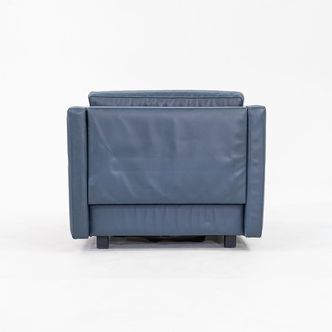 1980s Charles Pfister for Knoll Club Chair in Navy Blue Leather, Model 1051C For Sale 3
