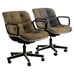 1980s Charles Pollock Executive Chairs for Knoll in grey fabric