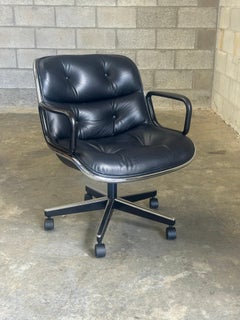 1980s Charles Pollock for Knoll Office Desk Chair in Leather and Chrome
