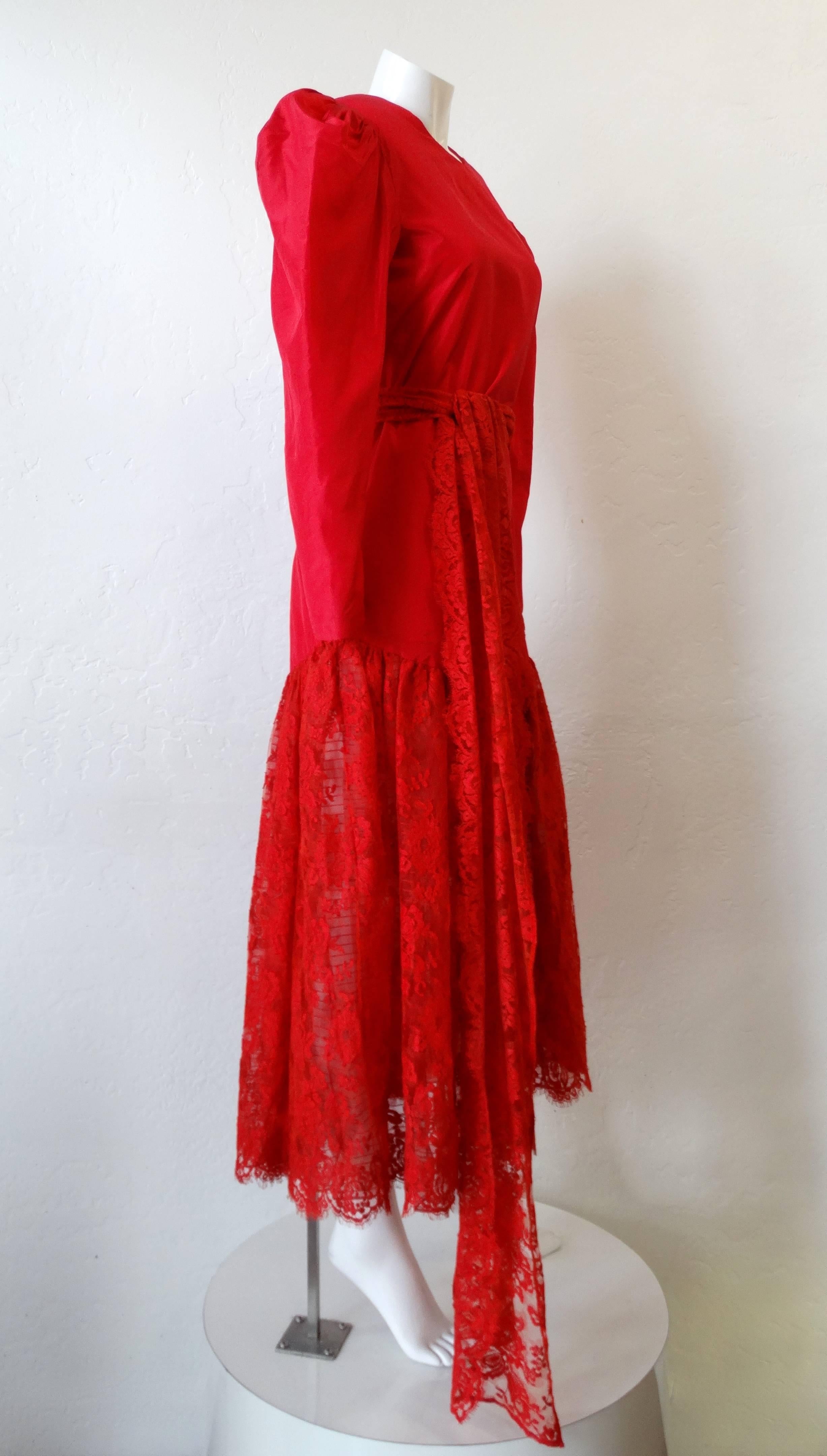 red lace dress with sleeves