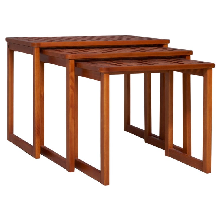 1980s Cherry Wood Nest Tables For Sale at 1stDibs