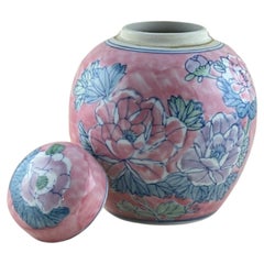 Vintage 1980s Chinese Ginger Jar Pink and Pastel Tones