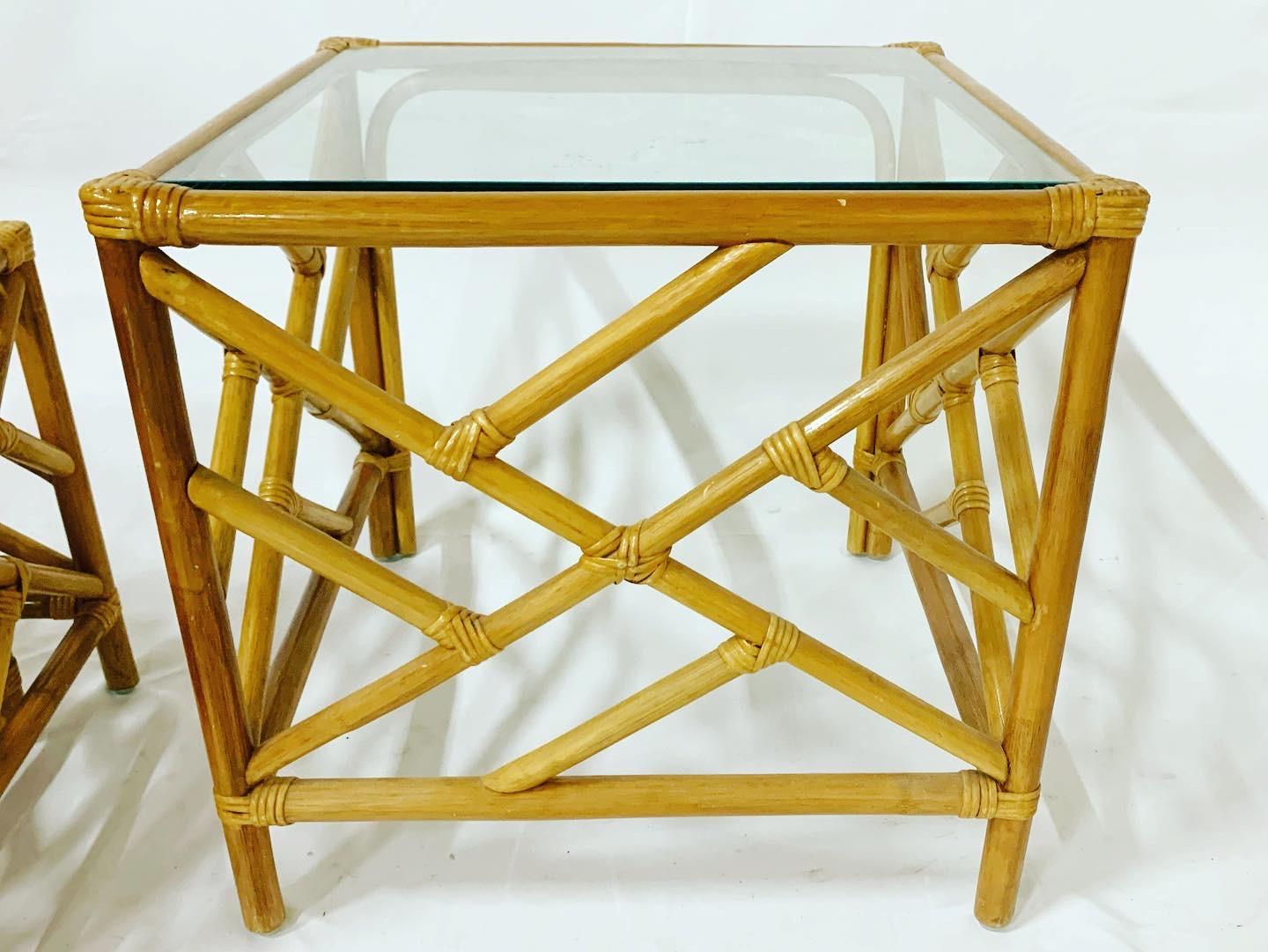 Chippendale Bamboo Rattan Nesting Tables – Set of 3 5