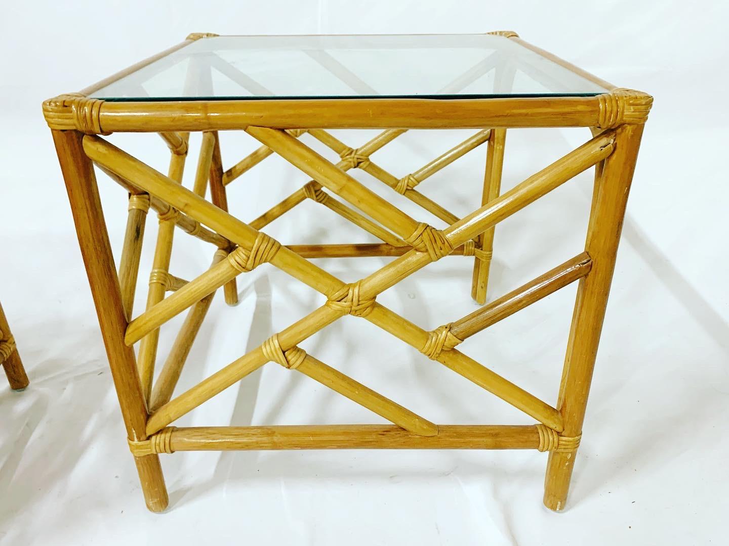 Chippendale Bamboo Rattan Nesting Tables – Set of 3 6